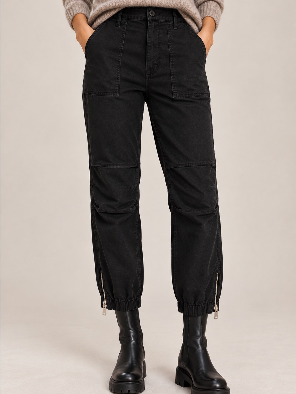 Nili Lotan Black High Rise Utility Straight Leg Pants Size 4 S